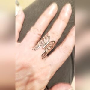 Butterfly Ring, Stamped 925 Silver, Sz 7, Modern Sculptural Styling. Very Cool!